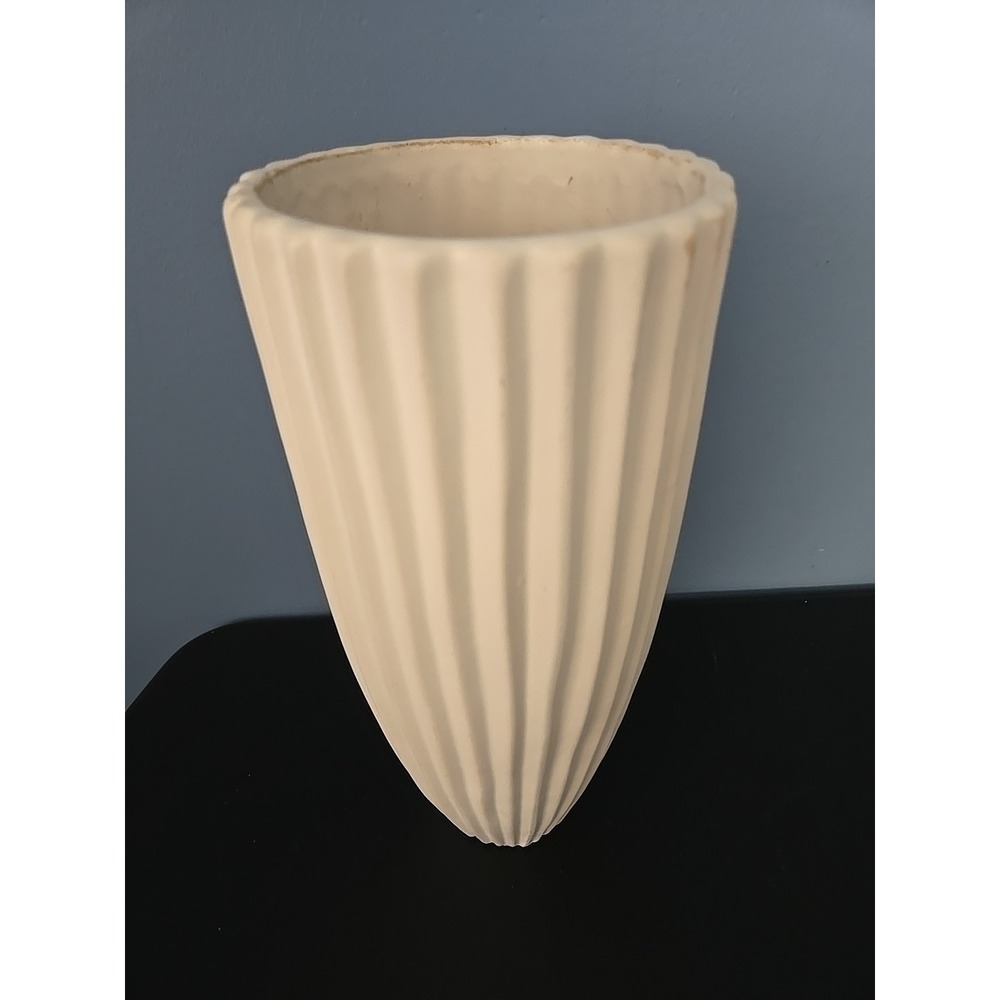 Westβ Elm Planter Vase Textured Fluted Stoneware White Glaze Retired 11.5" Read!